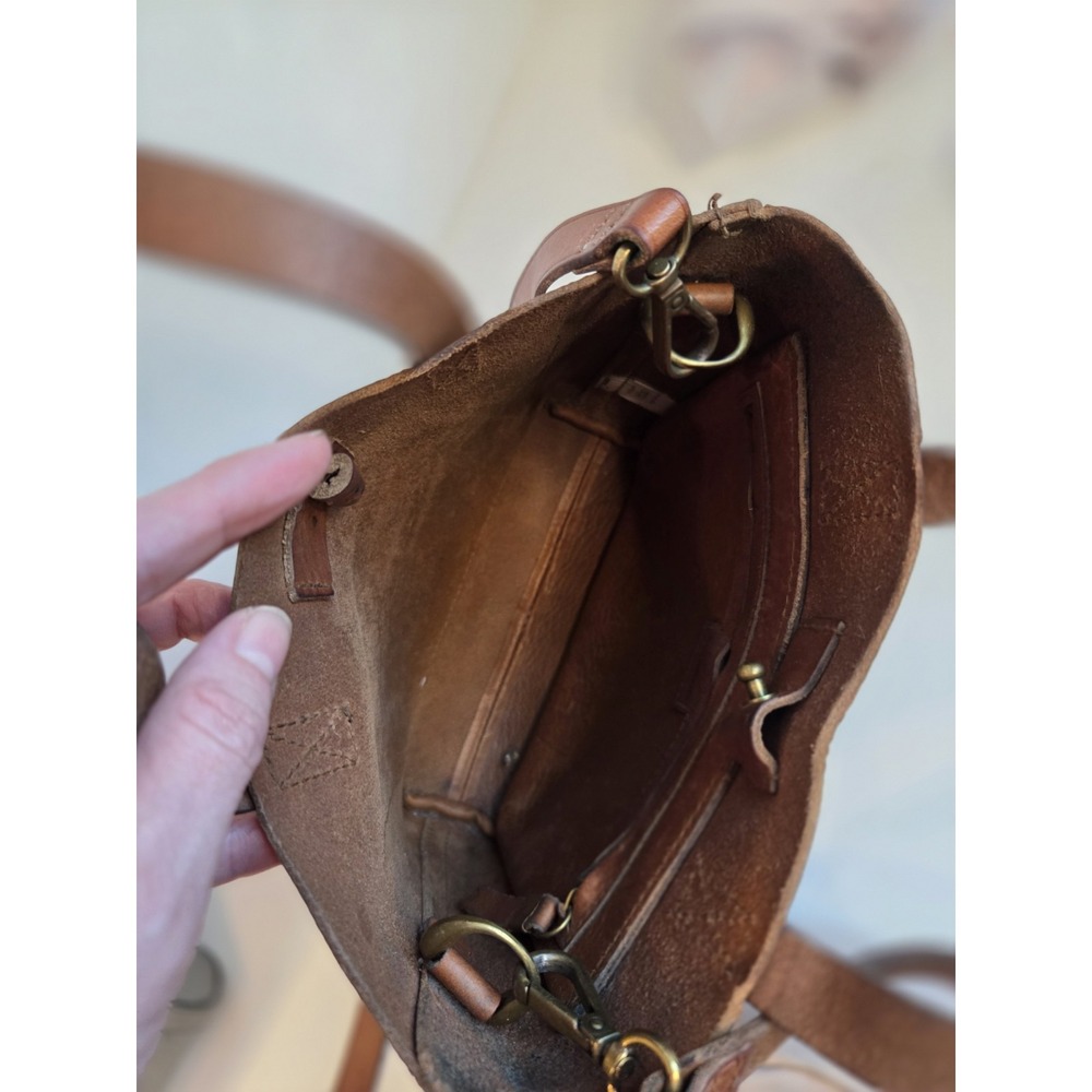 Vntg Madewell Small Mini Transport Crossbody‎ Bag Cognac Brown Leather Tote - Picture 5 of 11